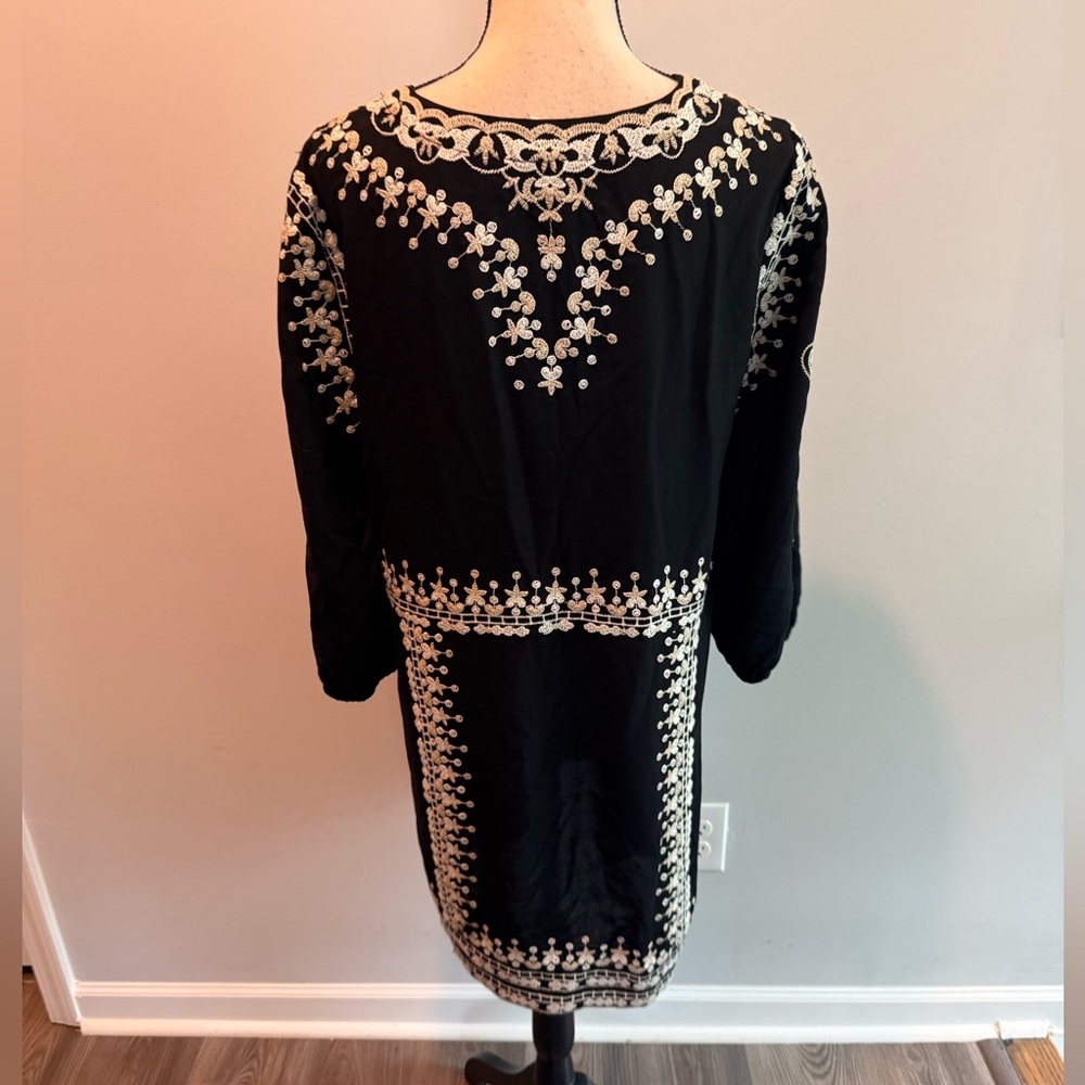Anthropologie Maeve Embroidered Shiloh Tunic Dress Pockets Women’s s size 6 Boho - Picture 7 of 8